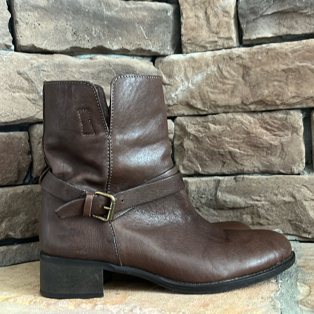 J.Crew‎ Ryder Harness Leather Ankle Boots Brown Moto Riding Size 9